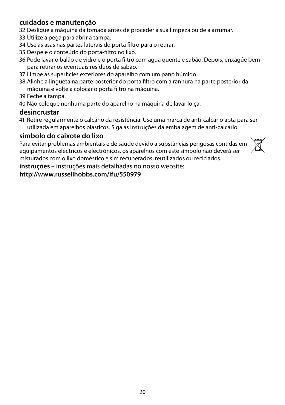 RUSSELL HOBBS FUTURA User Manual | Page 20 / 68