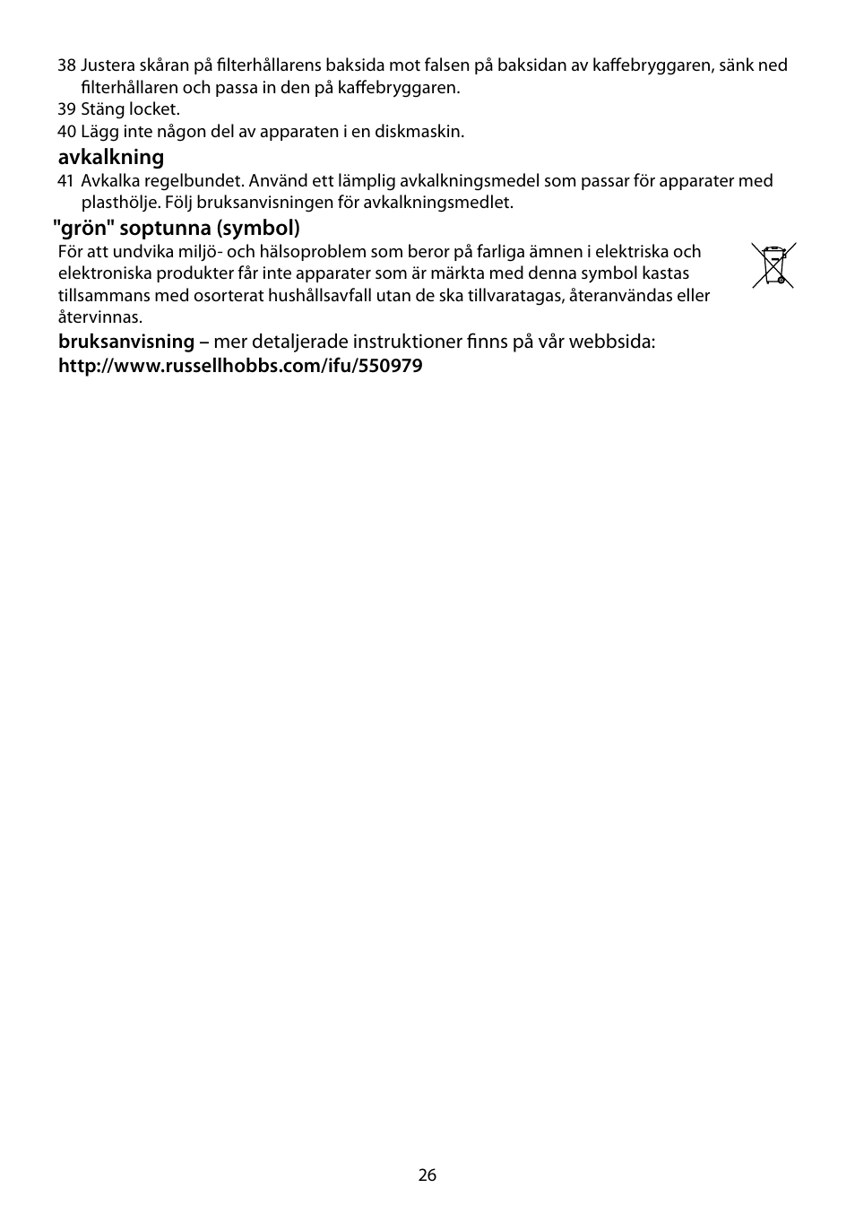 RUSSELL HOBBS FUTURA User Manual | Page 26 / 68