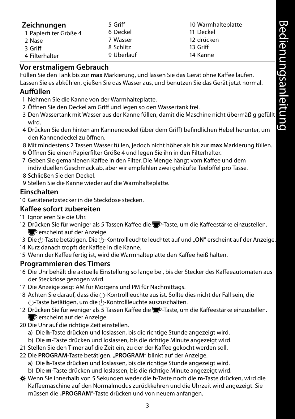 Be di en un gs anl eit un g | RUSSELL HOBBS FUTURA User Manual | Page 3 / 68