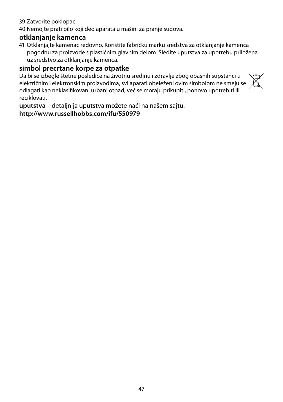 RUSSELL HOBBS FUTURA User Manual | Page 47 / 68