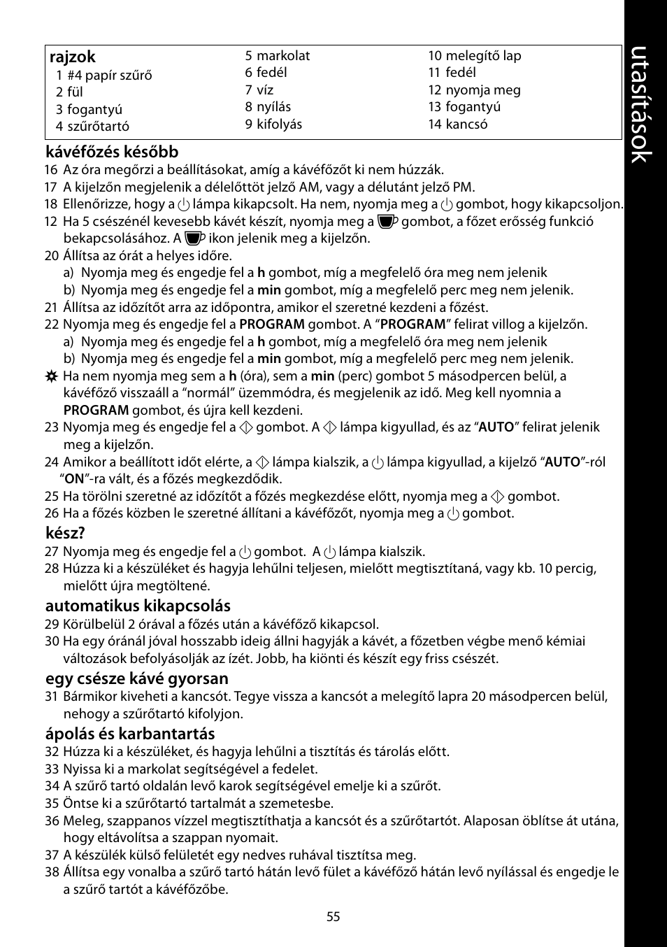 Ut as ítás ok | RUSSELL HOBBS FUTURA User Manual | Page 55 / 68