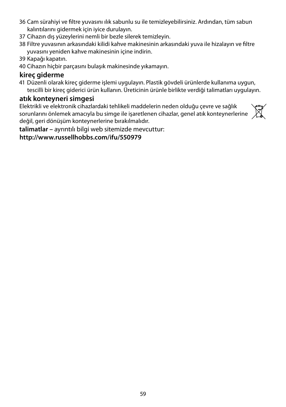 RUSSELL HOBBS FUTURA User Manual | Page 59 / 68