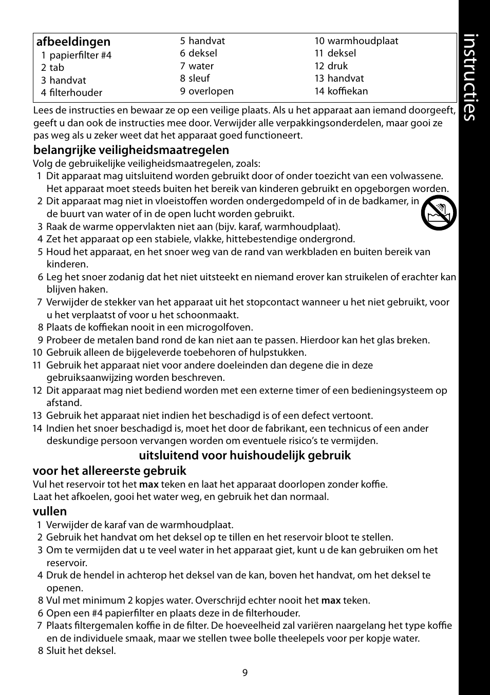 Ins tru cti es | RUSSELL HOBBS FUTURA User Manual | Page 9 / 68