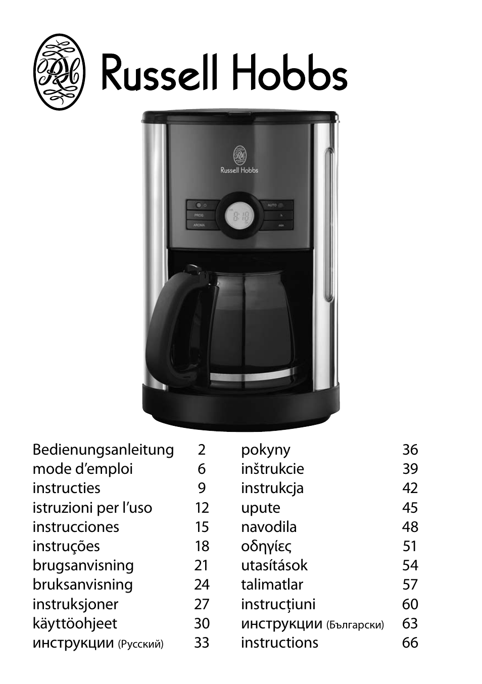 RUSSELL HOBBS COTTAGE COFFEE User Manual | 68 pages