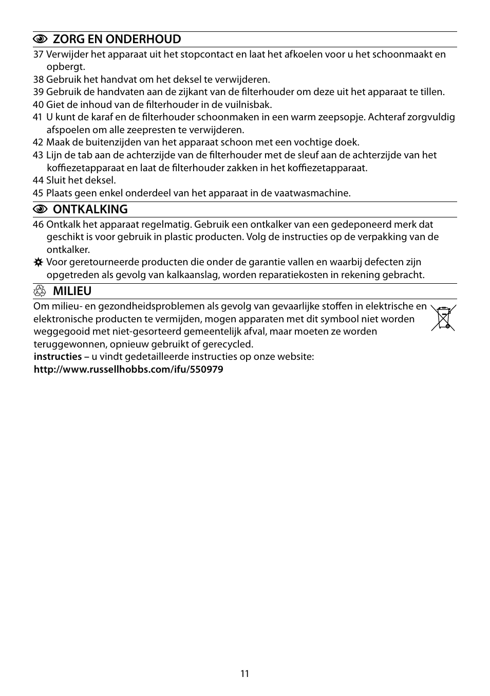 RUSSELL HOBBS COTTAGE COFFEE User Manual | Page 11 / 68
