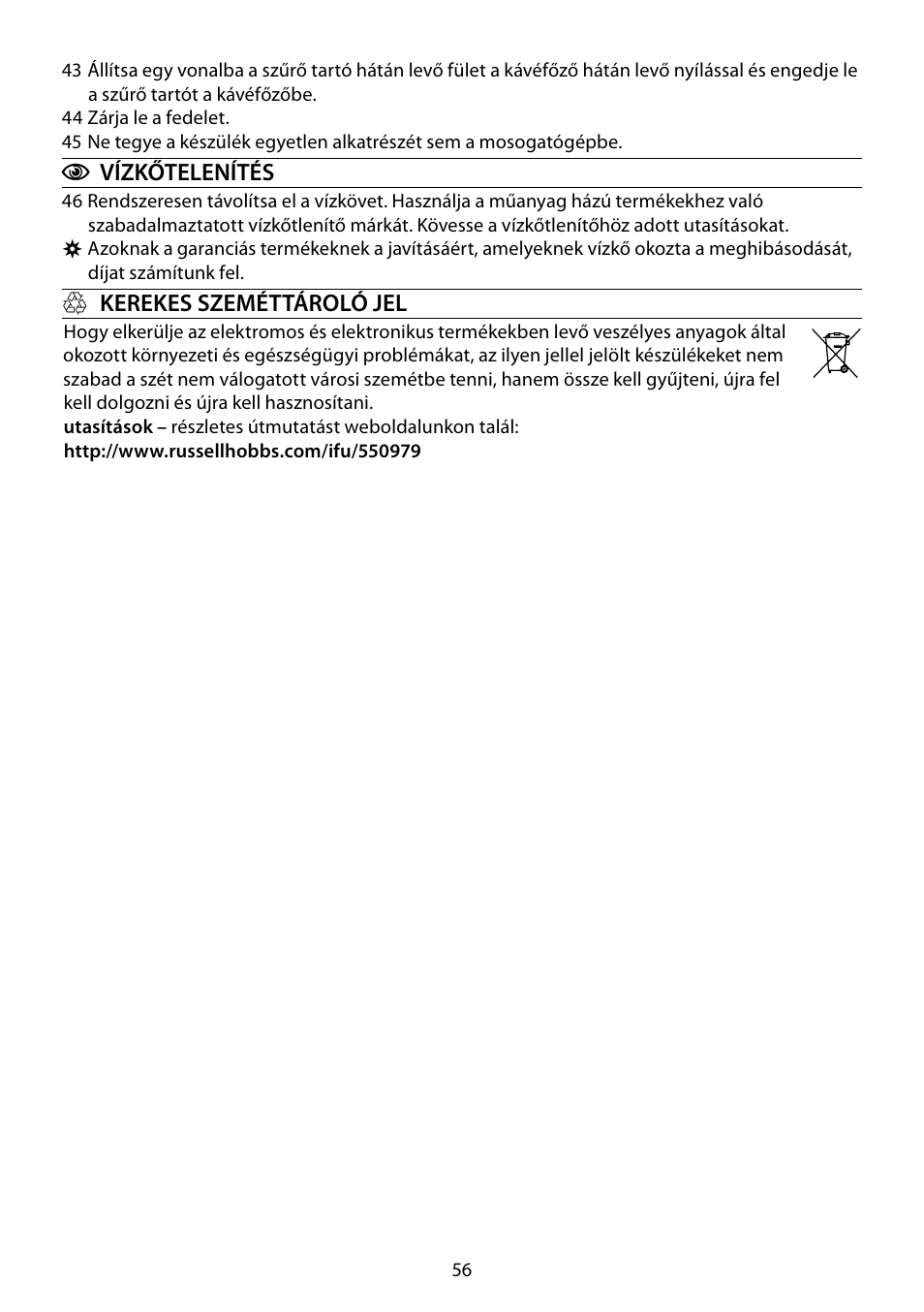 RUSSELL HOBBS COTTAGE COFFEE User Manual | Page 56 / 68