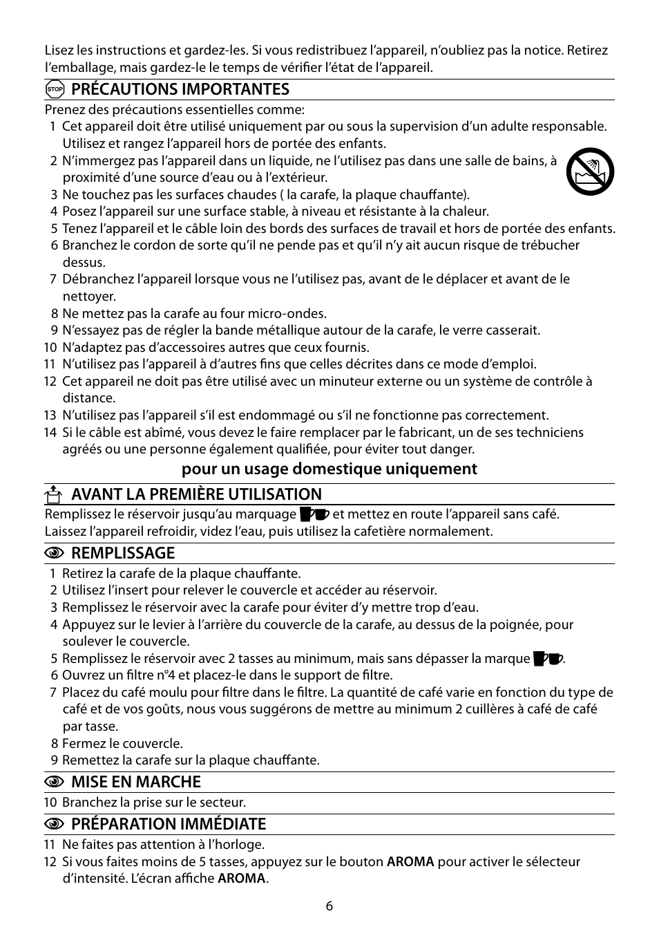 RUSSELL HOBBS COTTAGE COFFEE User Manual | Page 6 / 68