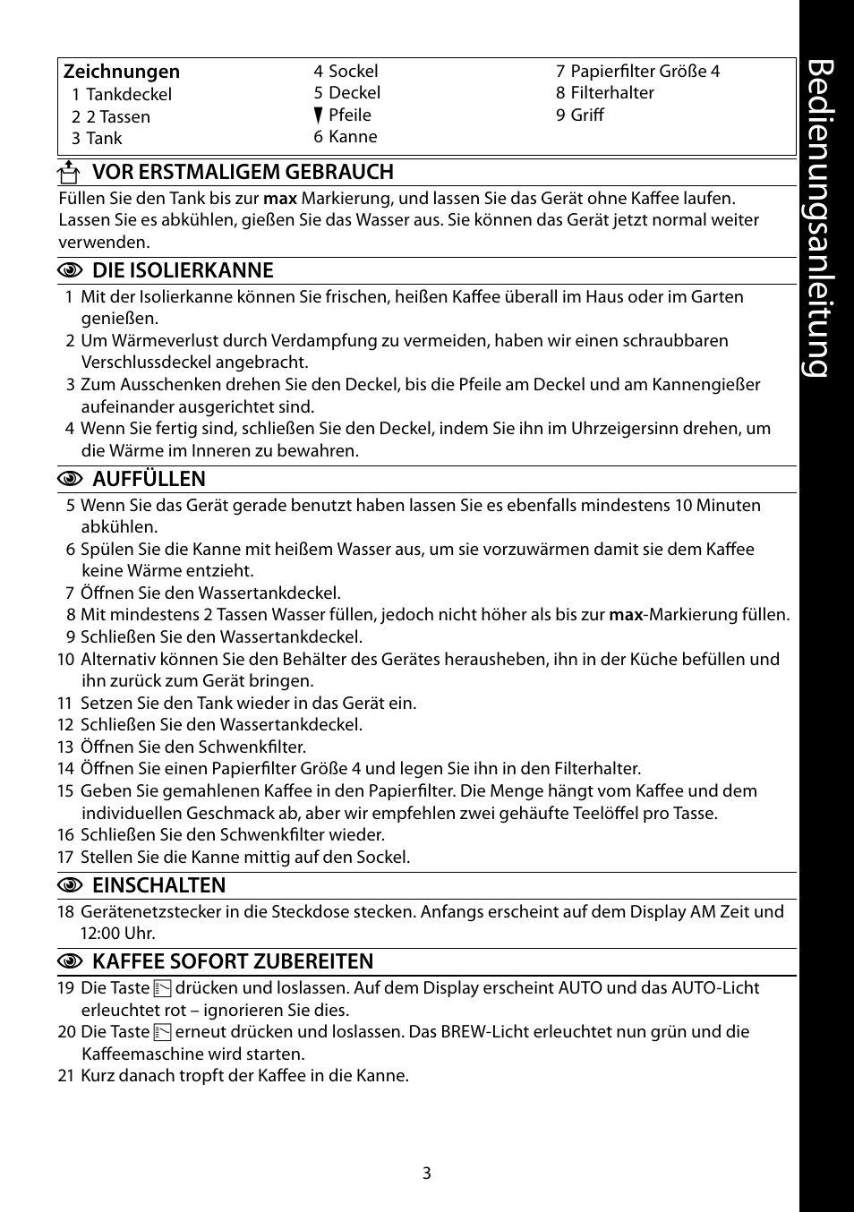 Be di en un gs anl eit un g | RUSSELL HOBBS STYLO User Manual | Page 3 / 68