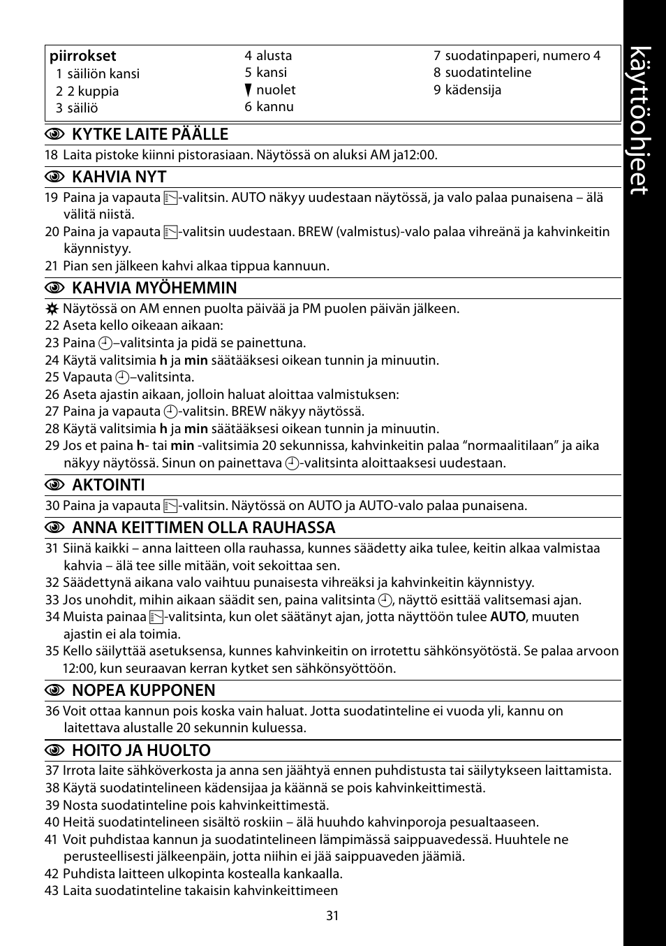 Kä yt tö oh je et | RUSSELL HOBBS STYLO User Manual | Page 31 / 68