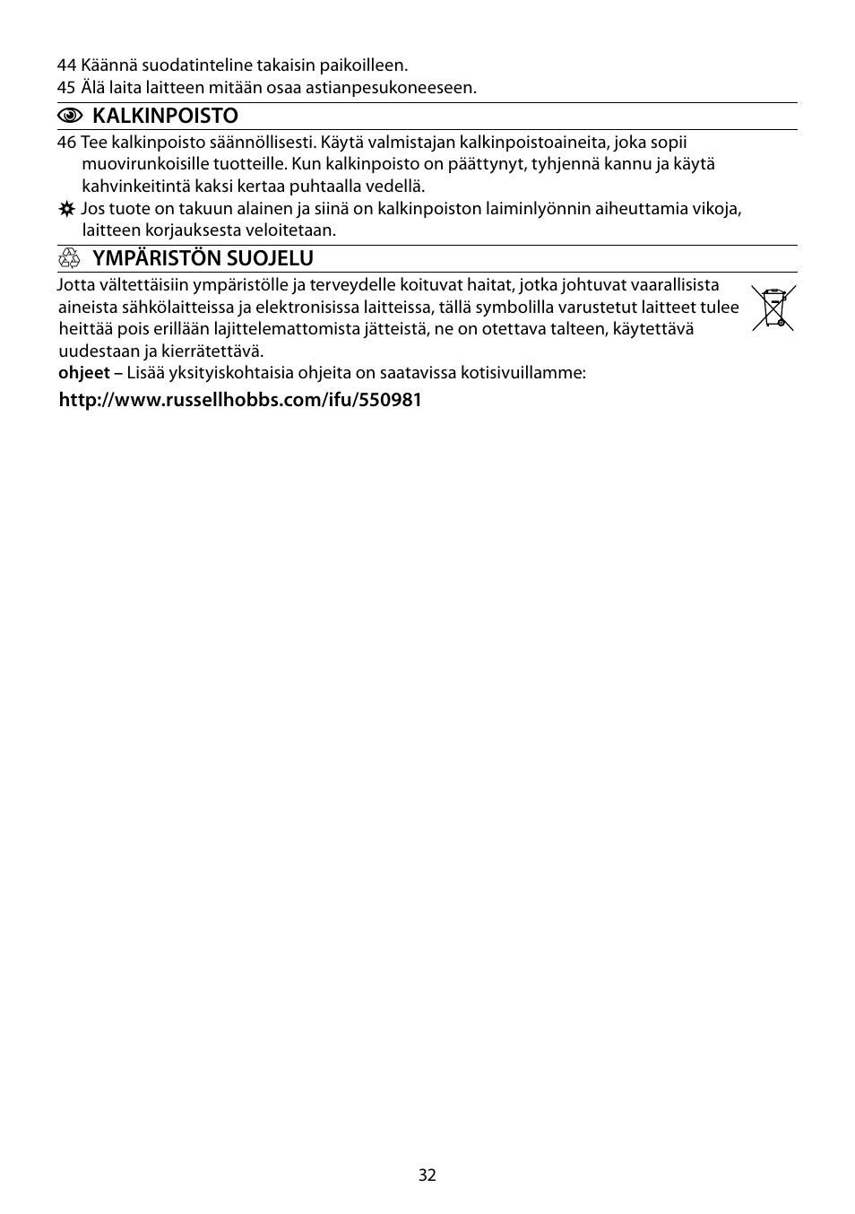 RUSSELL HOBBS STYLO User Manual | Page 32 / 68