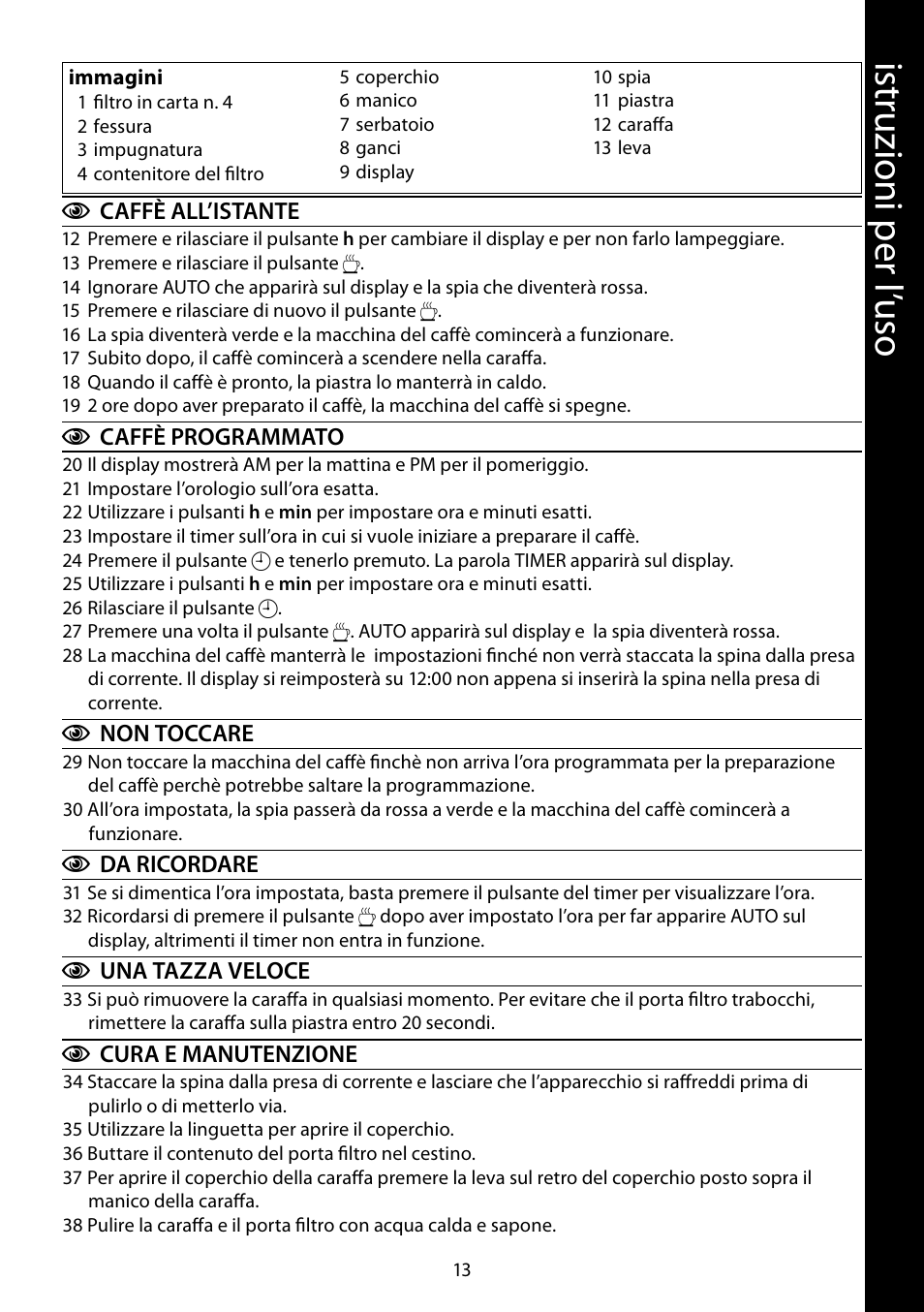 Ist ru zio ni p er l ’u so | RUSSELL HOBBS GLASS User Manual | Page 13 / 68