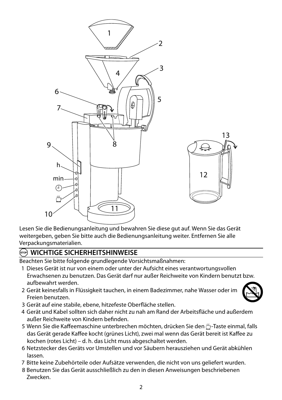 Awichtige sicherheitshinweise | RUSSELL HOBBS GLASS User Manual | Page 2 / 68