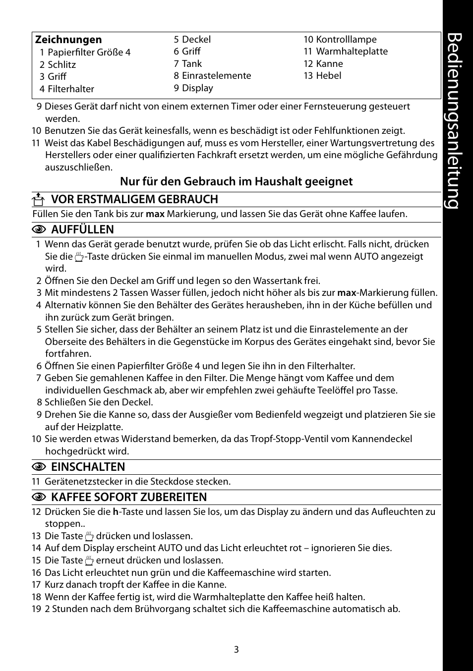 Be di en un gs anl eit un g | RUSSELL HOBBS GLASS User Manual | Page 3 / 68