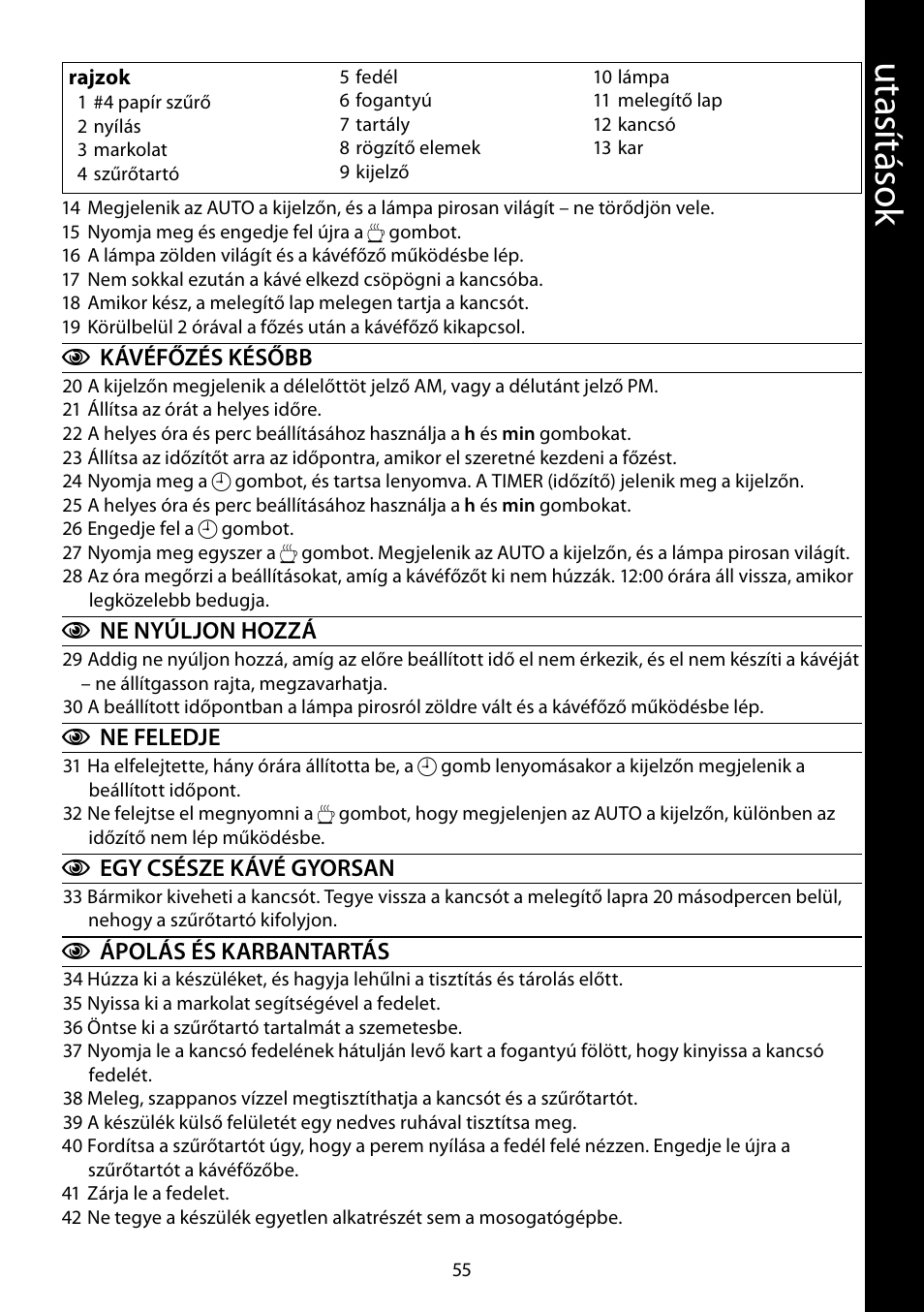 Ut as ítás ok | RUSSELL HOBBS GLASS User Manual | Page 55 / 68