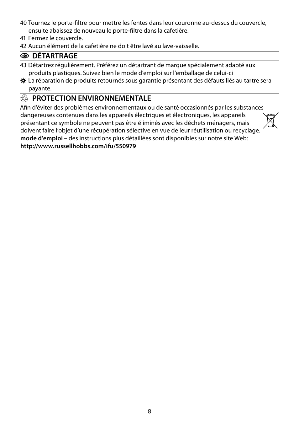 RUSSELL HOBBS GLASS User Manual | Page 8 / 68