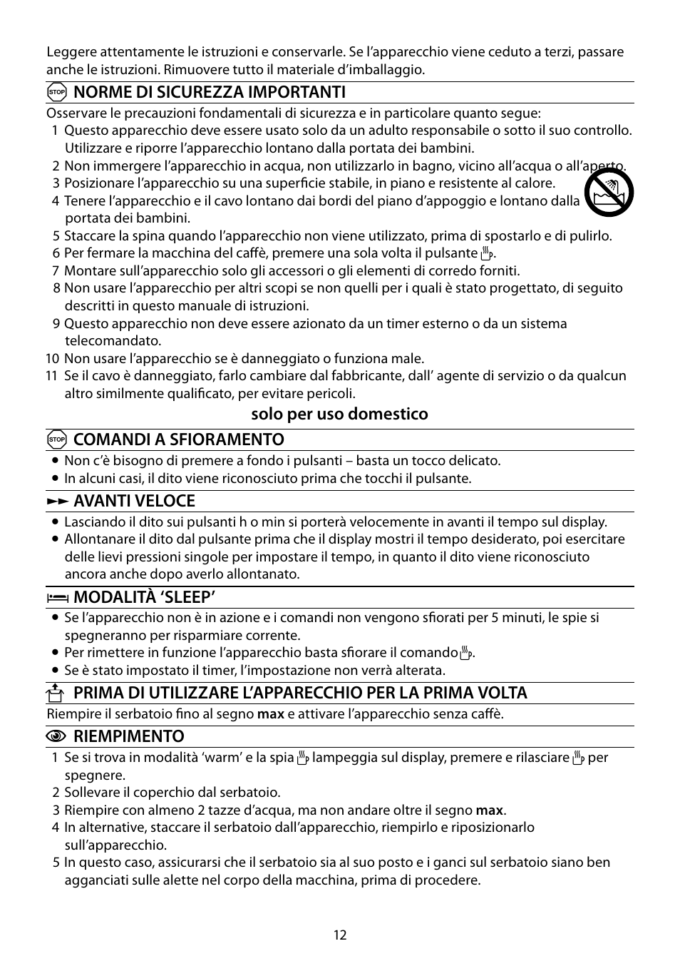 RUSSELL HOBBS GLASS TOUCH User Manual | Page 12 / 68