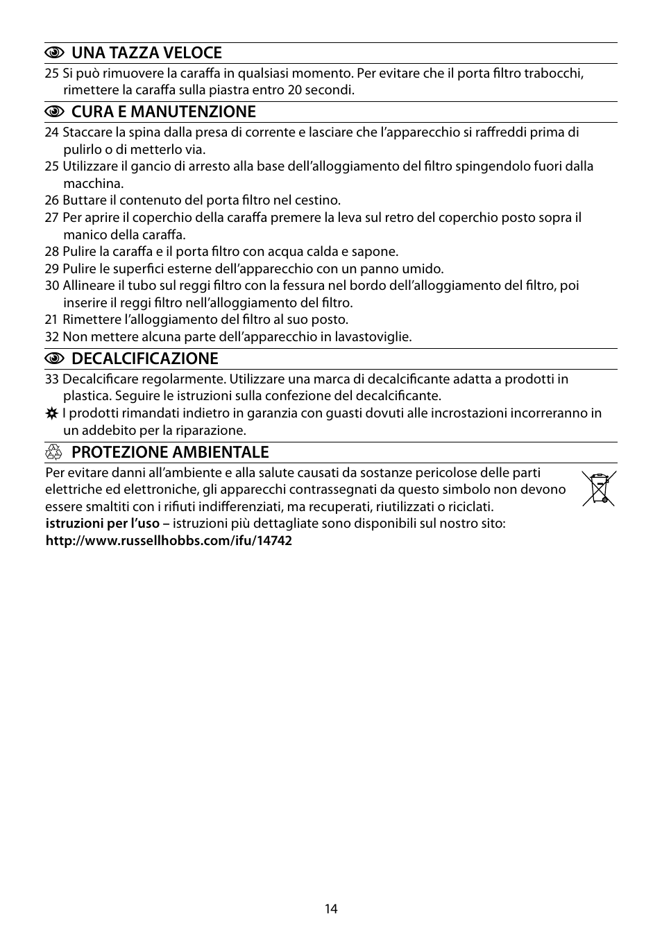 RUSSELL HOBBS GLASS TOUCH User Manual | Page 14 / 68