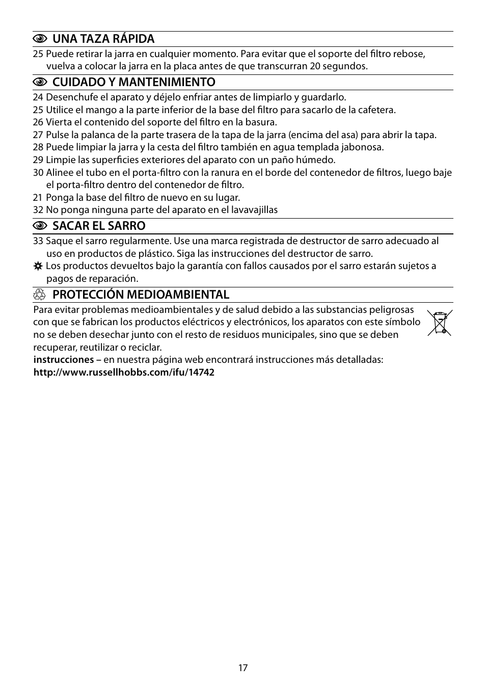 RUSSELL HOBBS GLASS TOUCH User Manual | Page 17 / 68