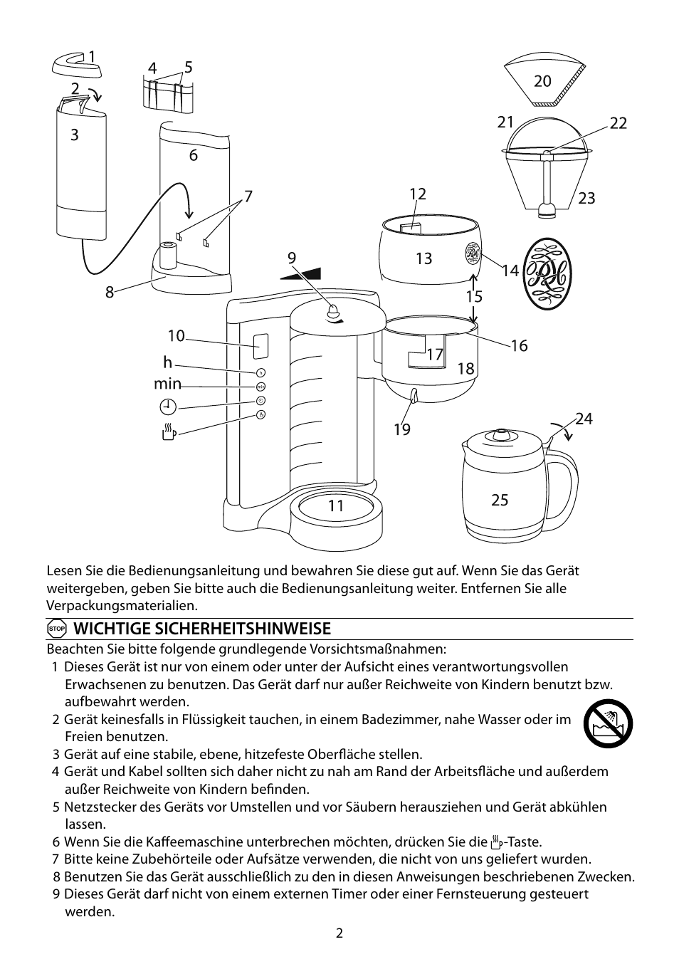 Awichtige sicherheitshinweise | RUSSELL HOBBS GLASS TOUCH User Manual | Page 2 / 68