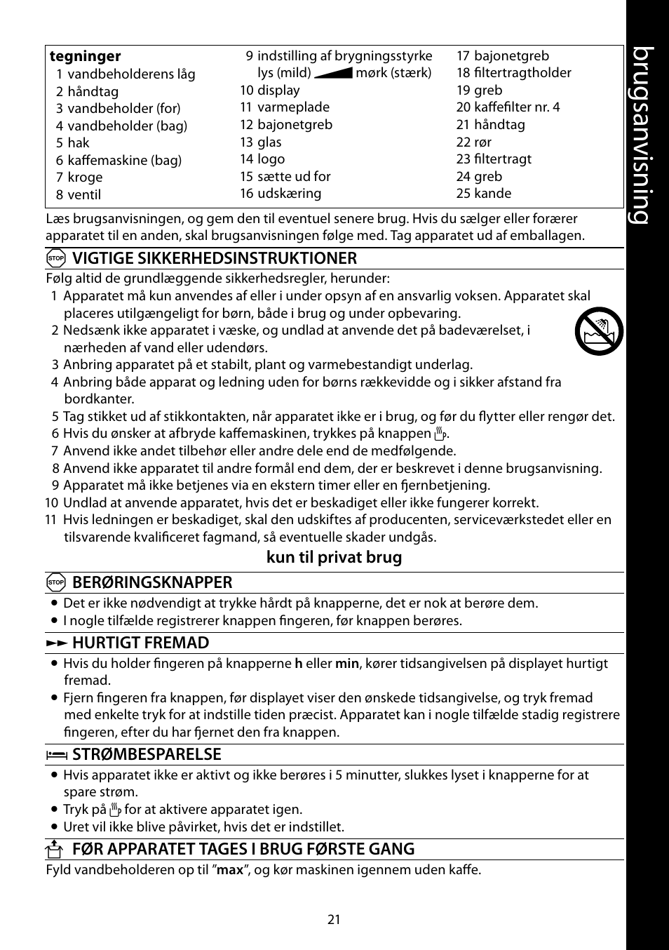 Br ug sa nv isnin g | RUSSELL HOBBS GLASS TOUCH User Manual | Page 21 / 68