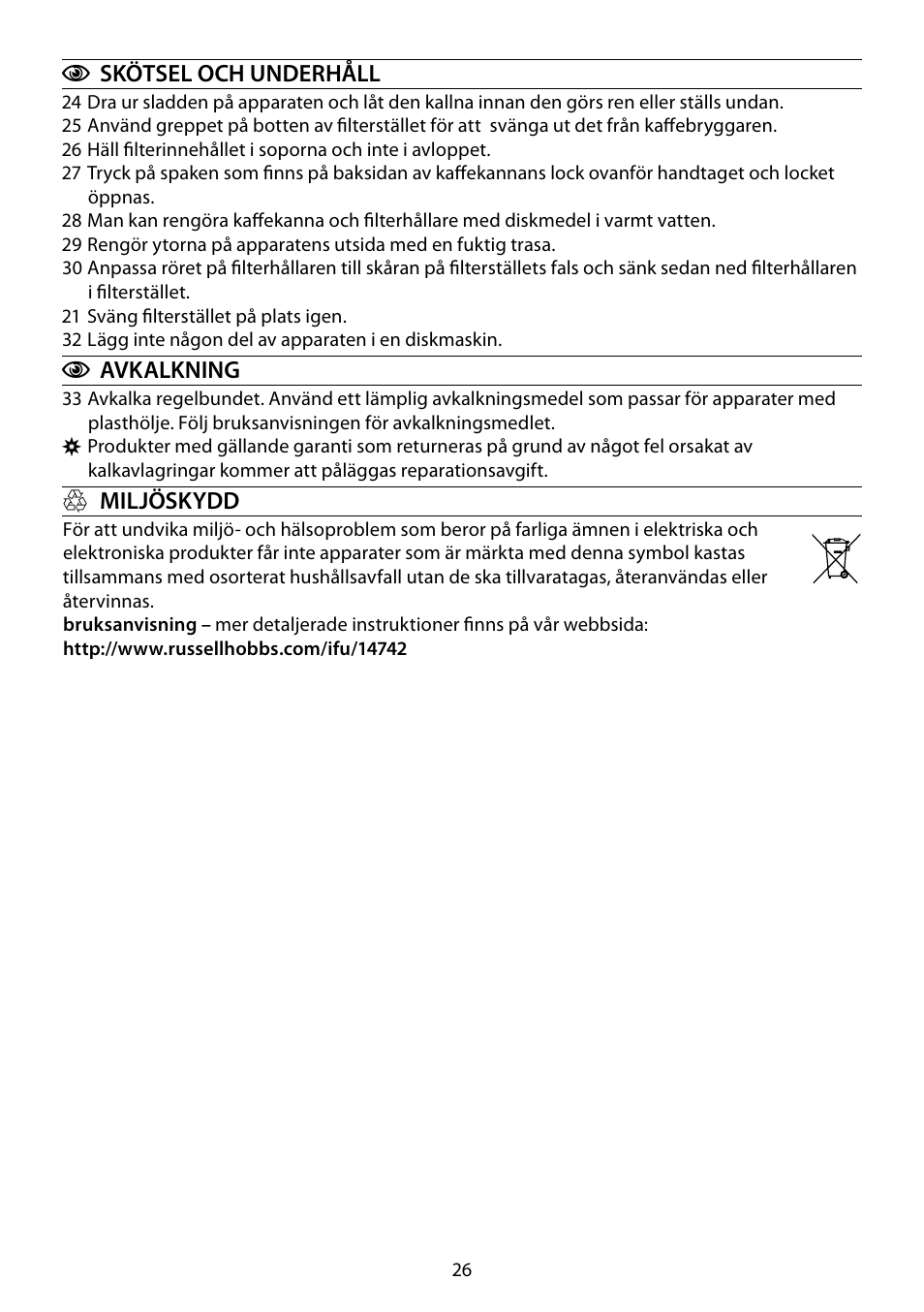 RUSSELL HOBBS GLASS TOUCH User Manual | Page 26 / 68
