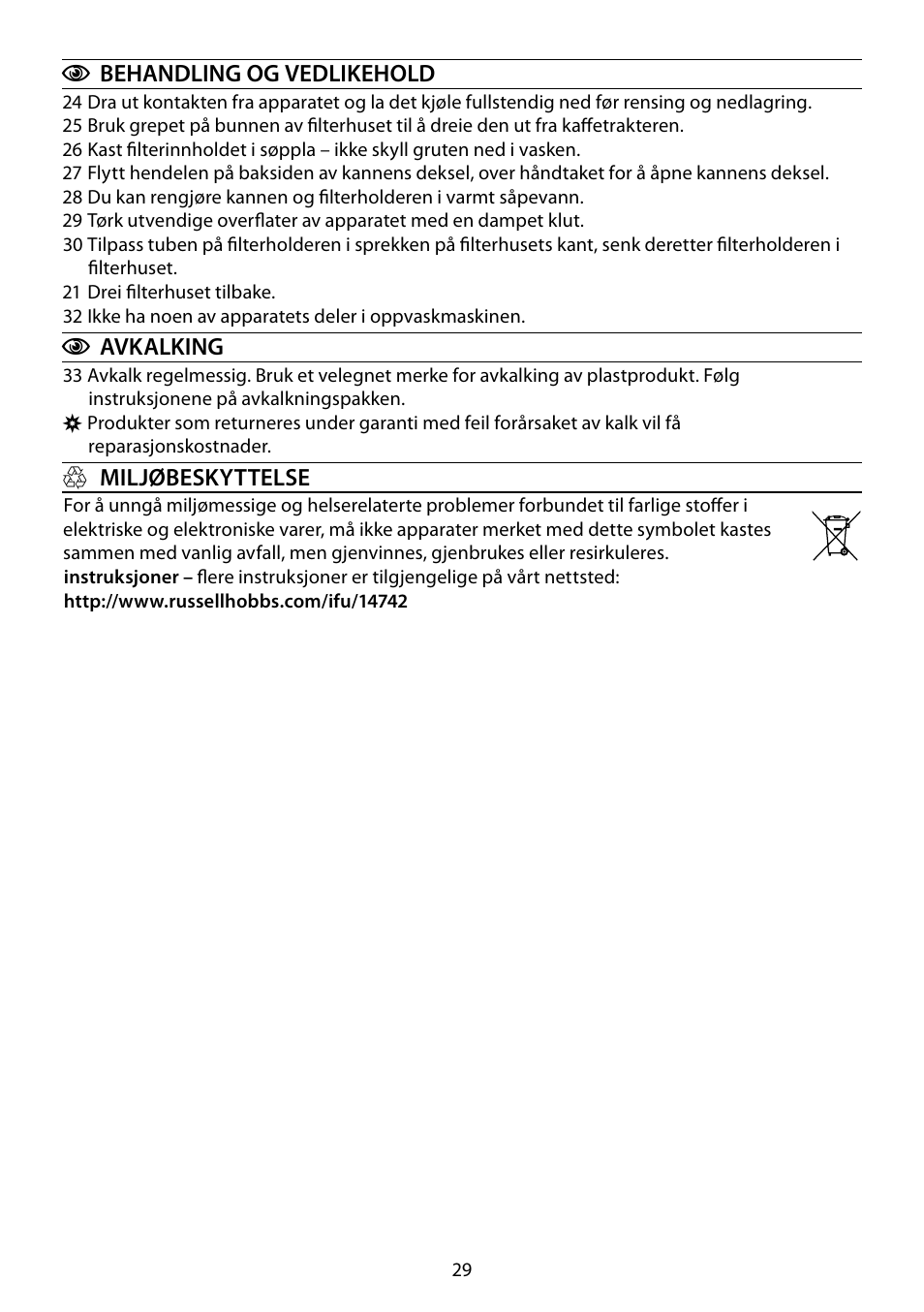 RUSSELL HOBBS GLASS TOUCH User Manual | Page 29 / 68