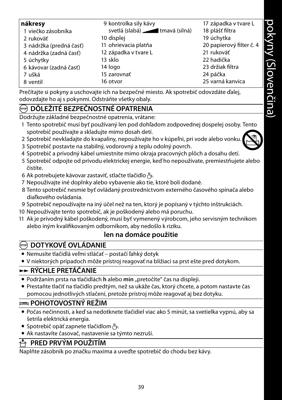 Pok yn y ( slo ve nč in a) | RUSSELL HOBBS GLASS TOUCH User Manual | Page 39 / 68