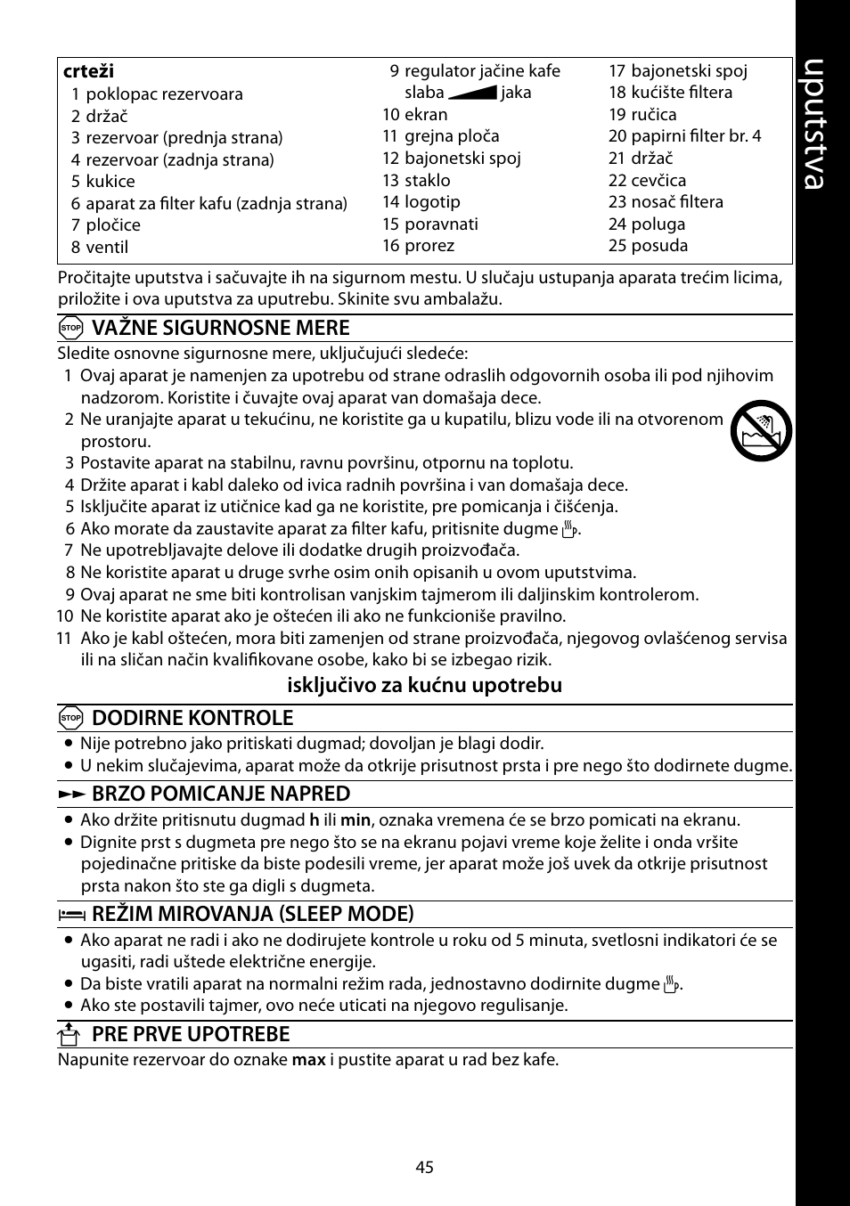 Up ut stv a | RUSSELL HOBBS GLASS TOUCH User Manual | Page 45 / 68