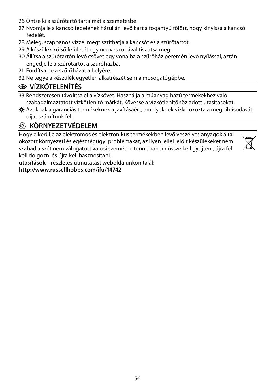RUSSELL HOBBS GLASS TOUCH User Manual | Page 56 / 68
