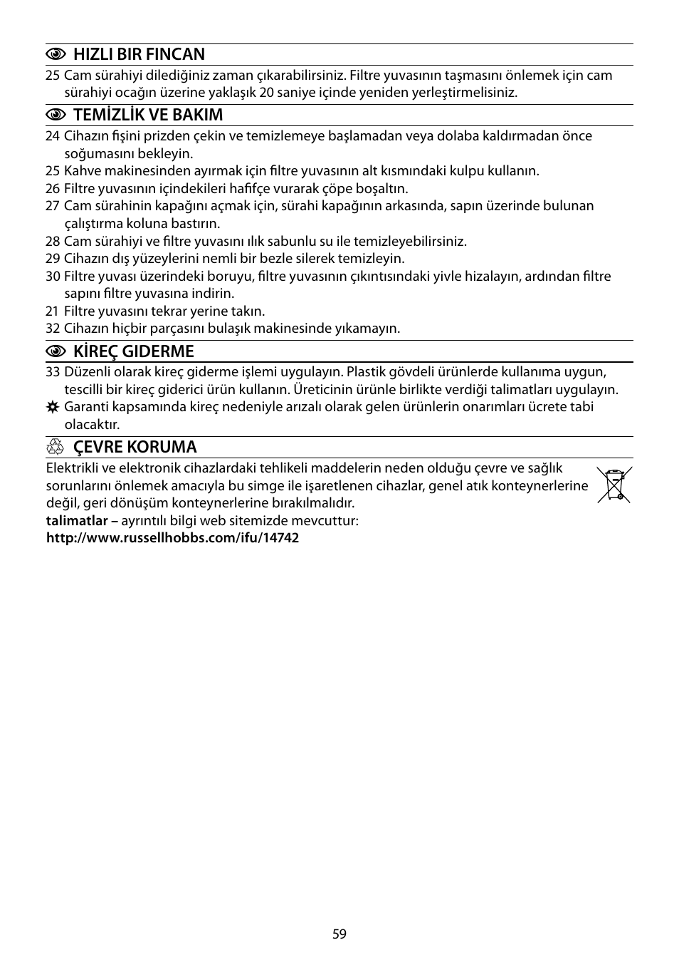 RUSSELL HOBBS GLASS TOUCH User Manual | Page 59 / 68
