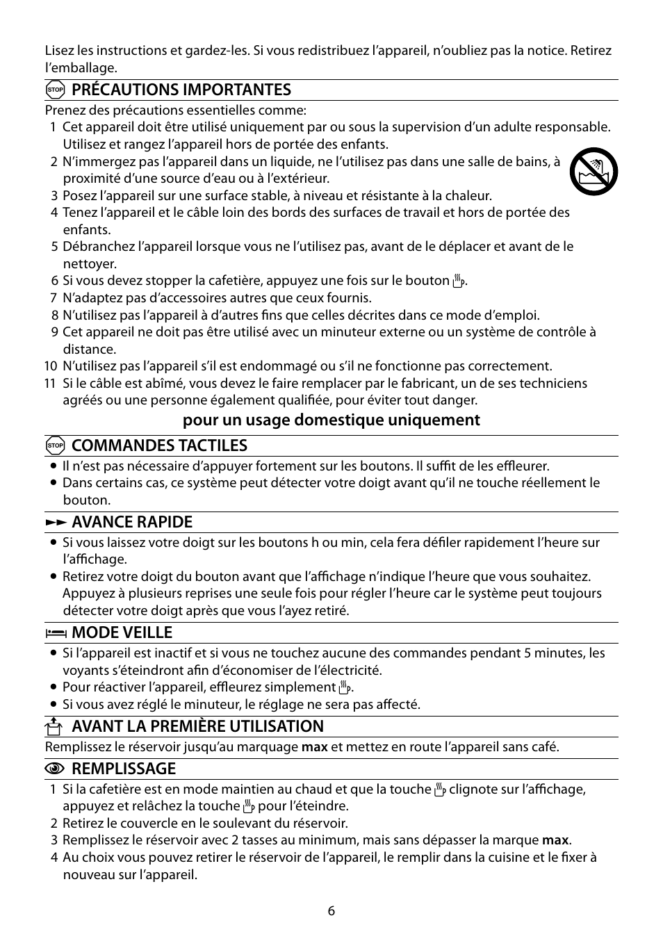 RUSSELL HOBBS GLASS TOUCH User Manual | Page 6 / 68