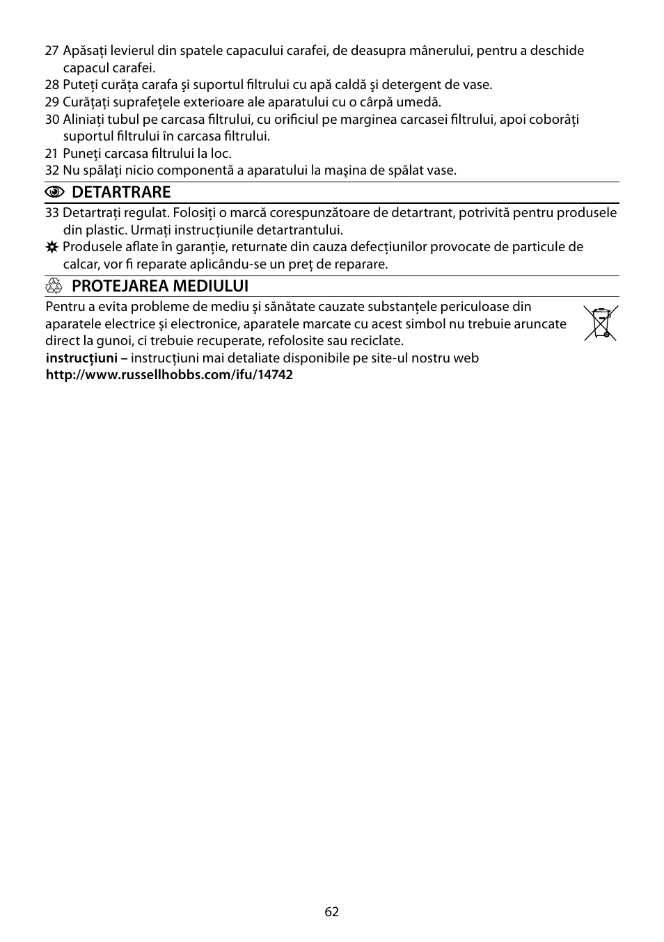 RUSSELL HOBBS GLASS TOUCH User Manual | Page 62 / 68