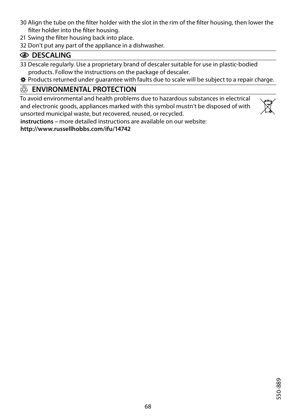 RUSSELL HOBBS GLASS TOUCH User Manual | Page 68 / 68