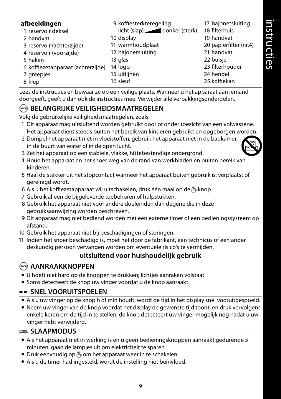 Ins tru cti es | RUSSELL HOBBS GLASS TOUCH User Manual | Page 9 / 68