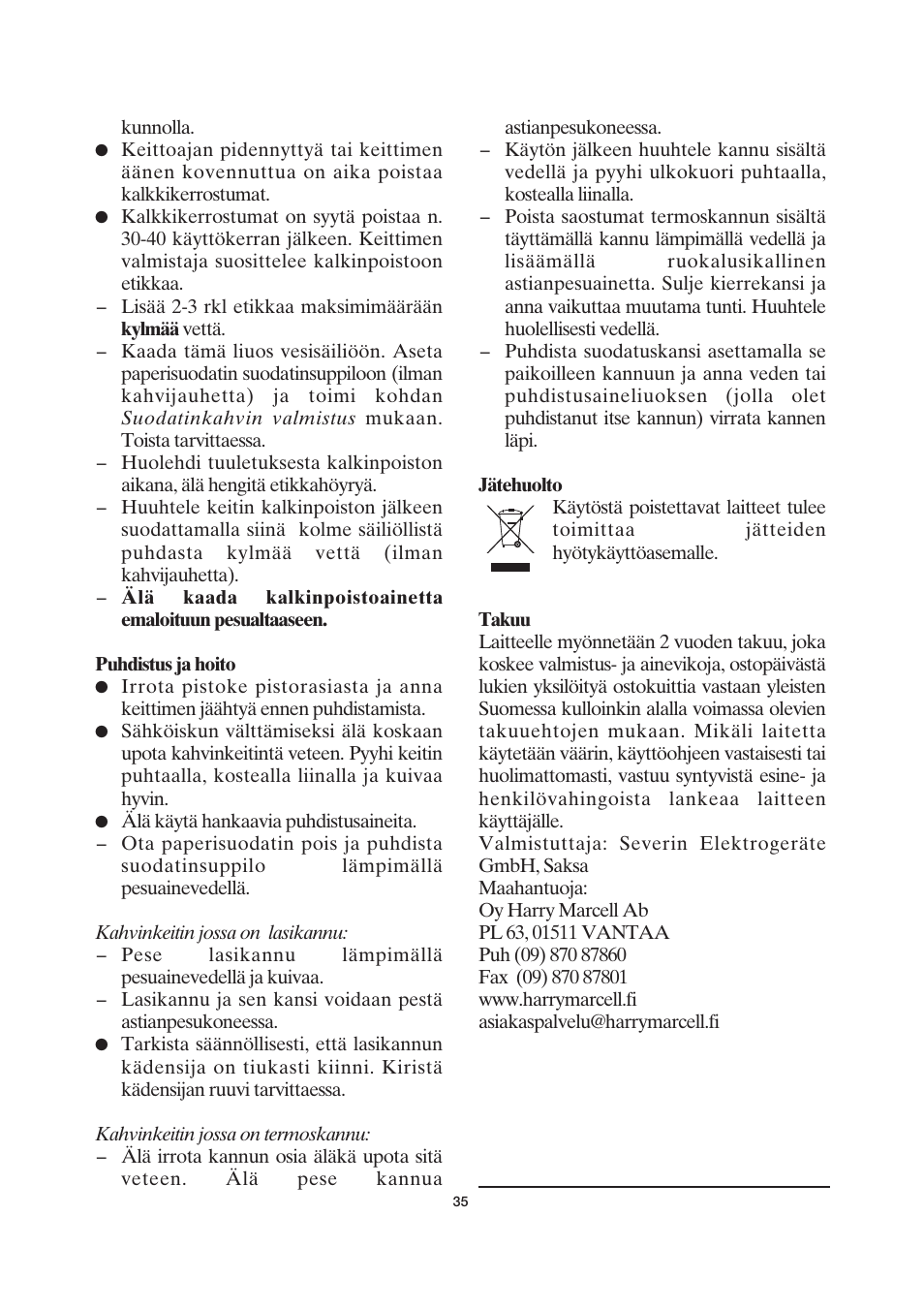SEVERIN KA 4037 User Manual | Page 36 / 49
