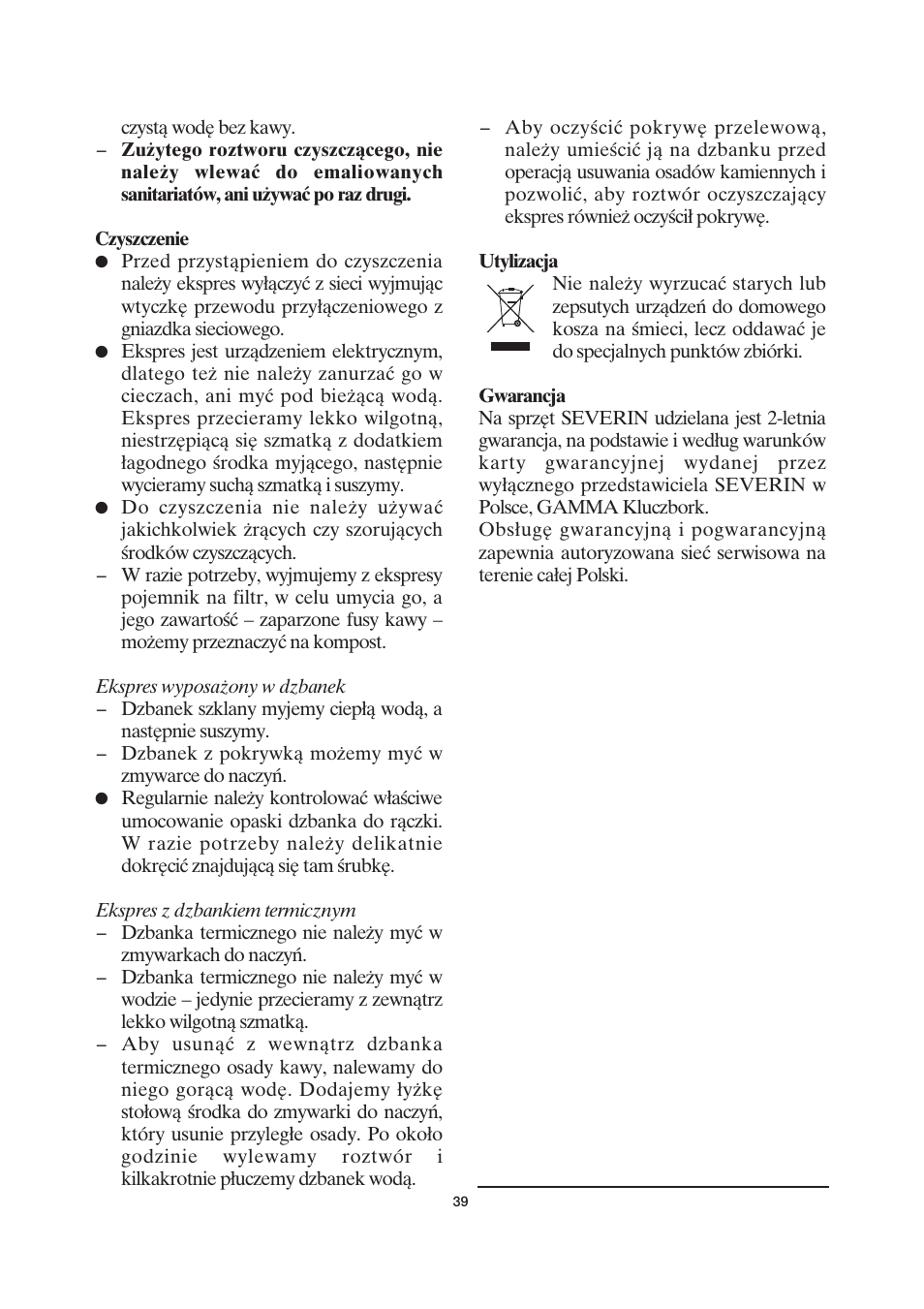 SEVERIN KA 4037 User Manual | Page 40 / 49