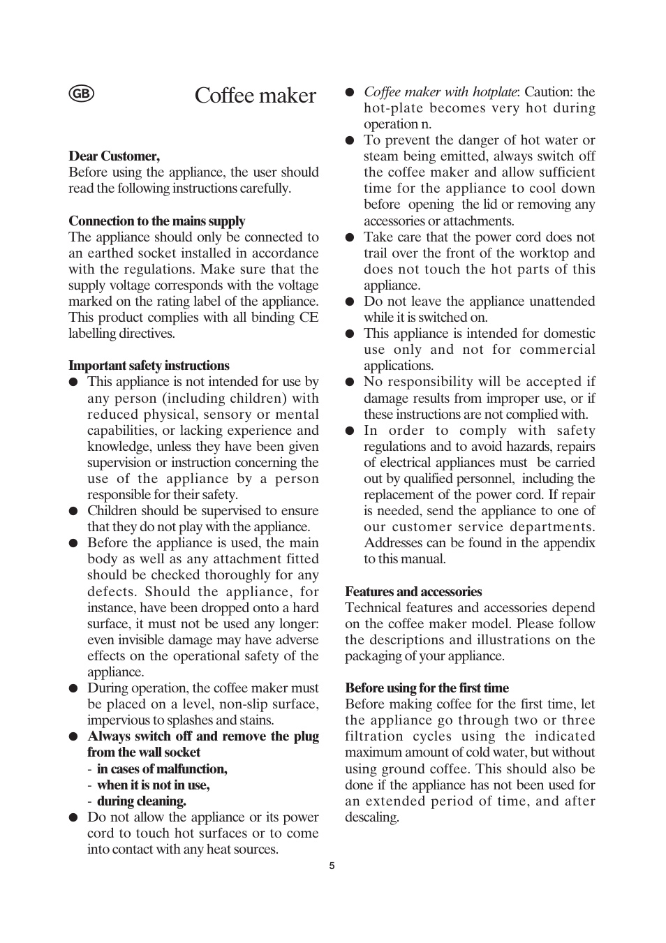 Coffee maker | SEVERIN KA 4037 User Manual | Page 6 / 49