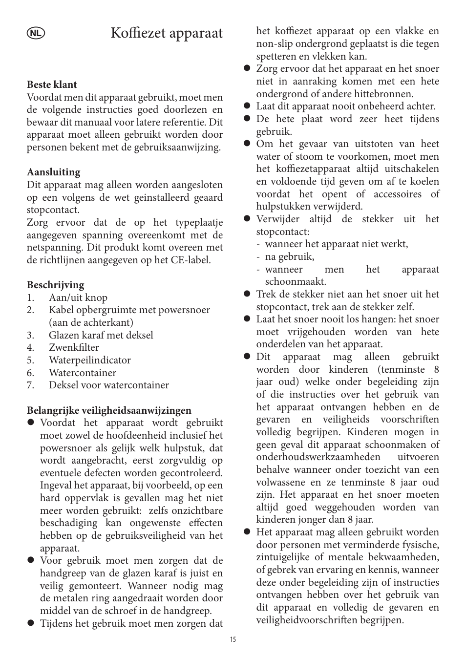 Koffi ezet apparaat | SEVERIN KA 4306 User Manual | Page 15 / 50
