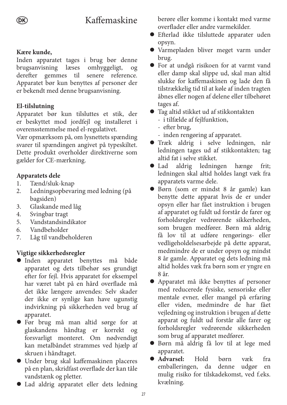 Kaff emaskine | SEVERIN KA 4306 User Manual | Page 27 / 50