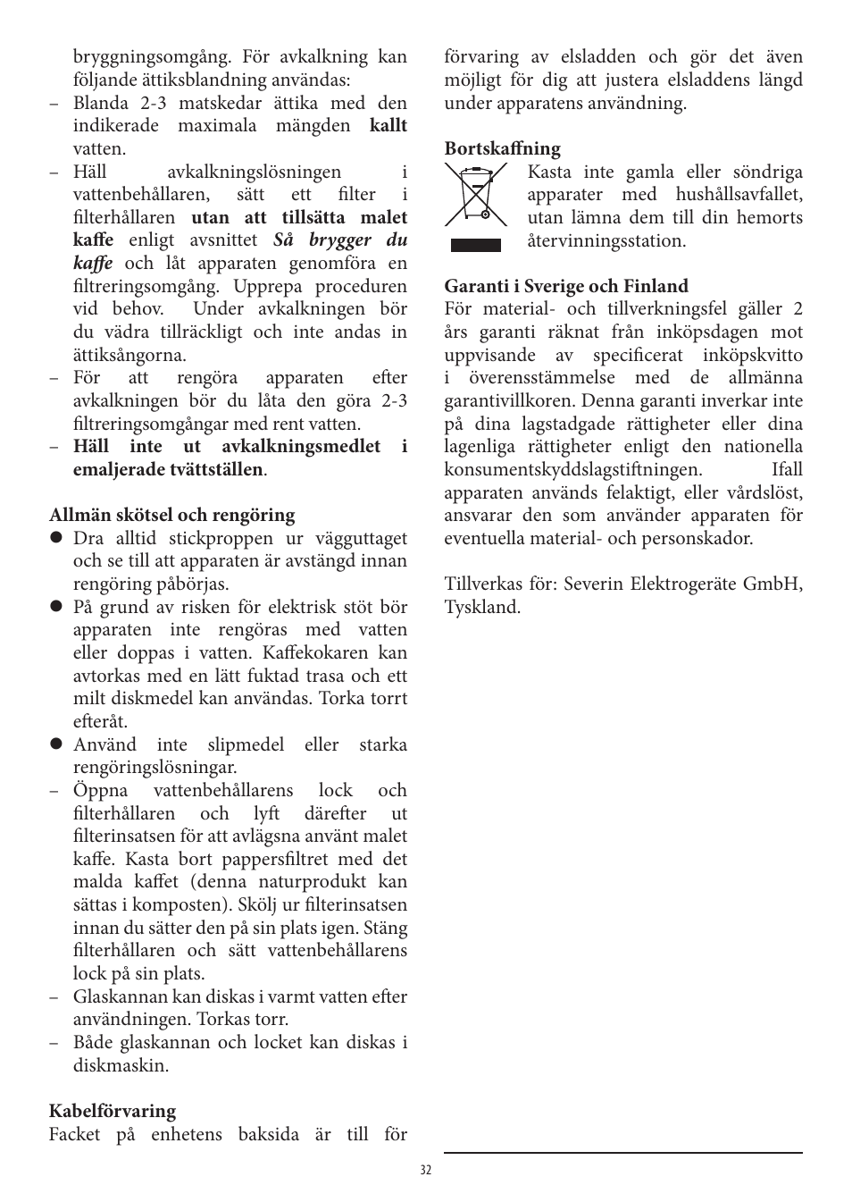 SEVERIN KA 4306 User Manual | Page 32 / 50