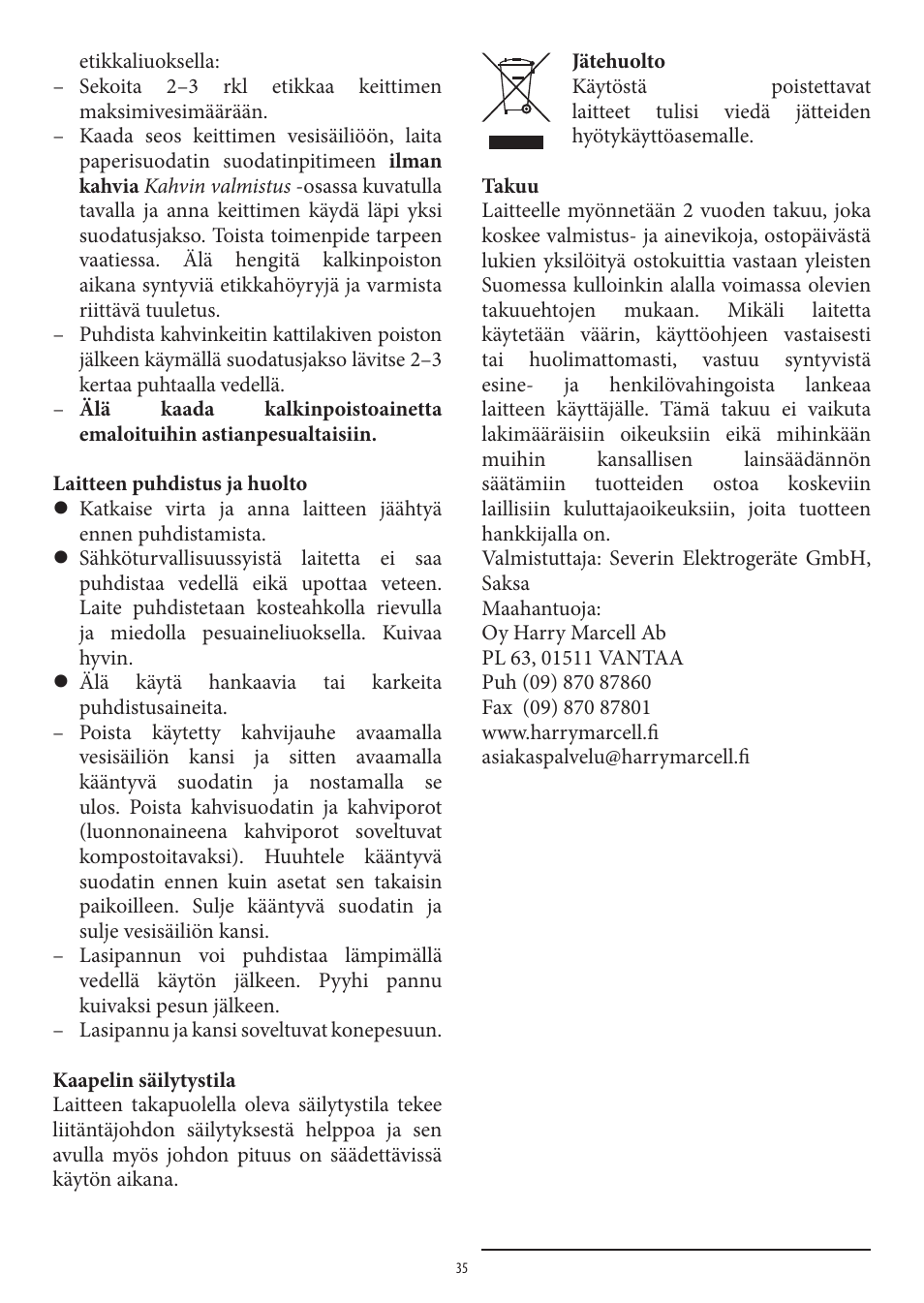 SEVERIN KA 4306 User Manual | Page 35 / 50