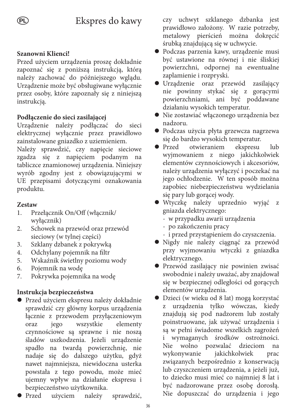 Ekspres do kawy | SEVERIN KA 4306 User Manual | Page 36 / 50