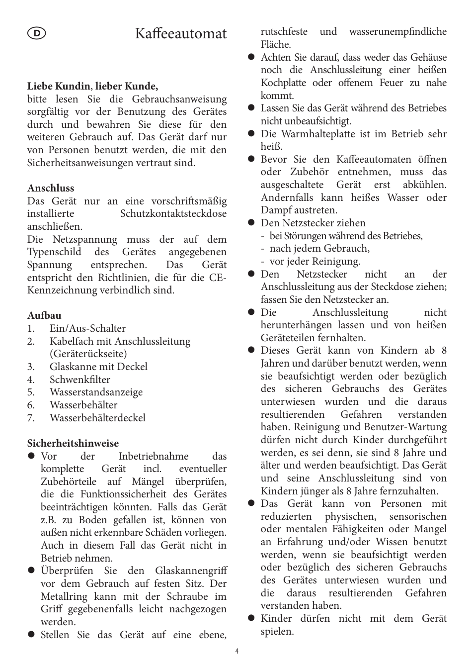Kaff eeautomat | SEVERIN KA 4306 User Manual | Page 4 / 50