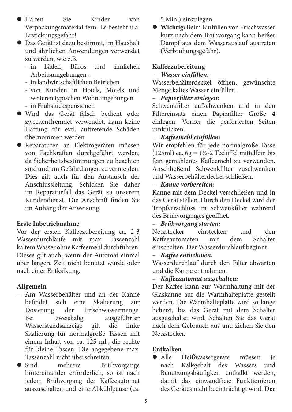 SEVERIN KA 4306 User Manual | Page 5 / 50