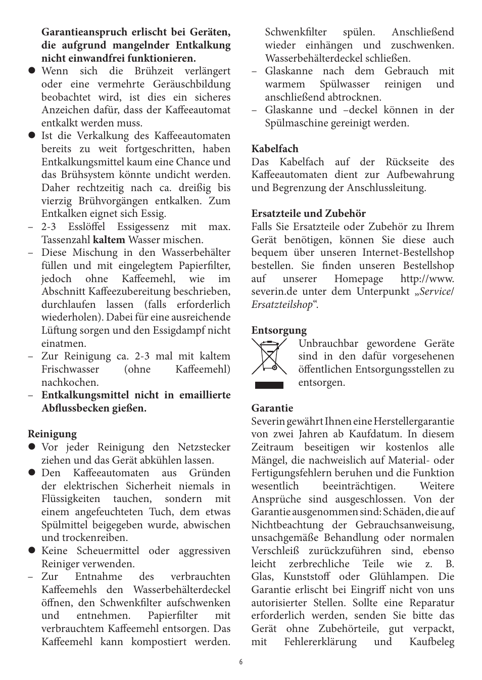 SEVERIN KA 4306 User Manual | Page 6 / 50