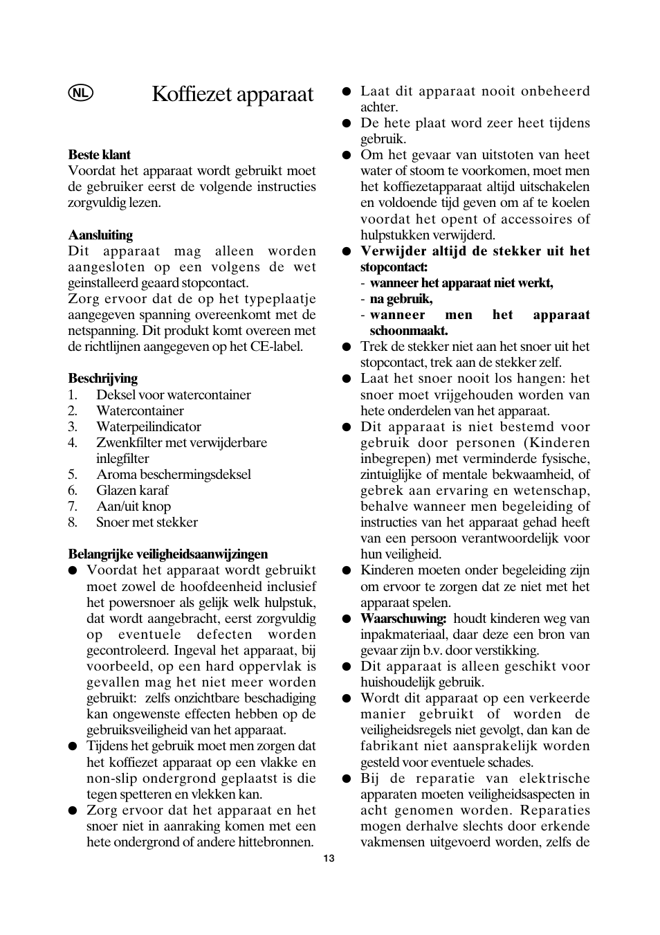 Koffiezet apparaat | SEVERIN KA 4157 User Manual | Page 13 / 46