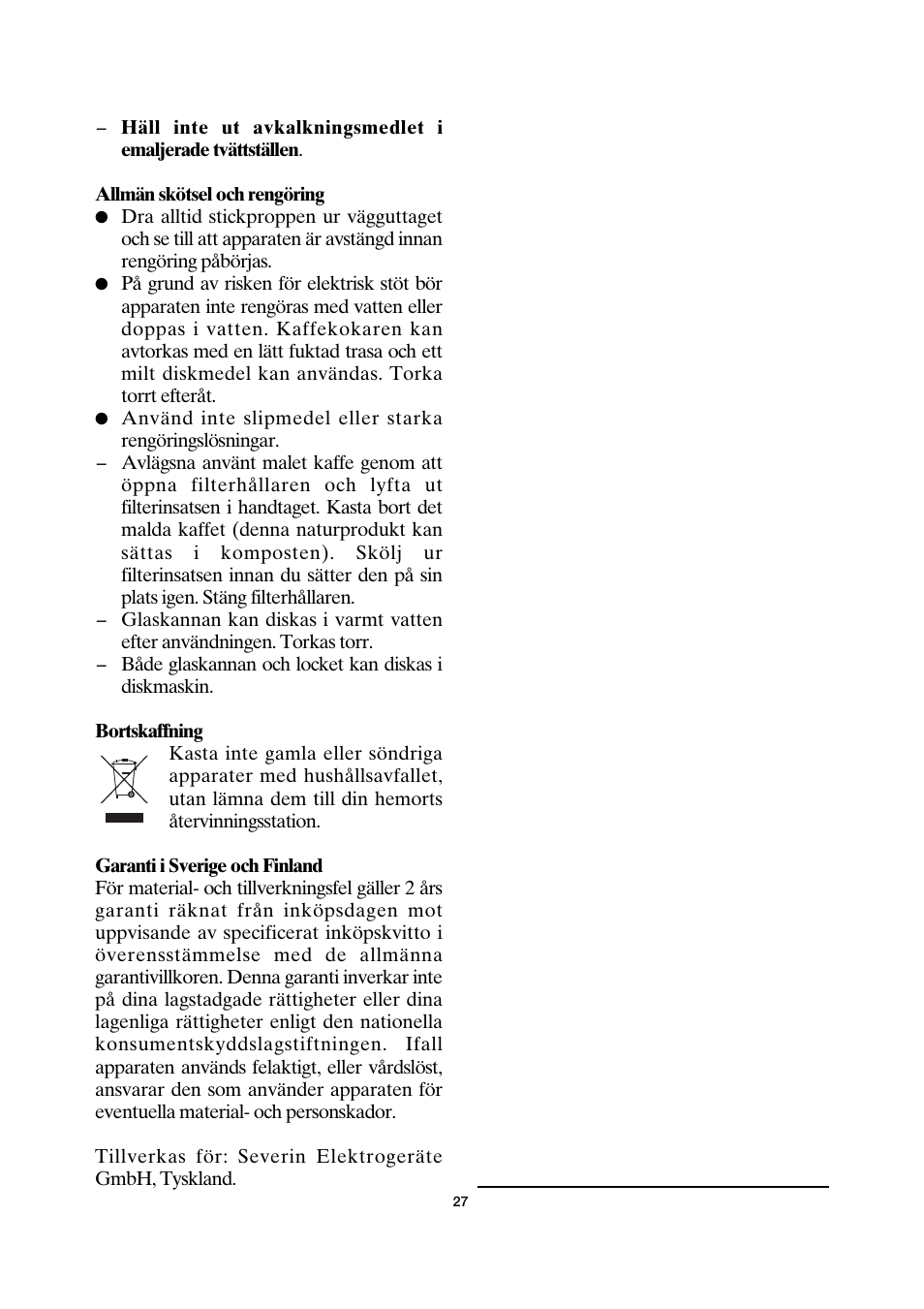 SEVERIN KA 4157 User Manual | Page 27 / 46