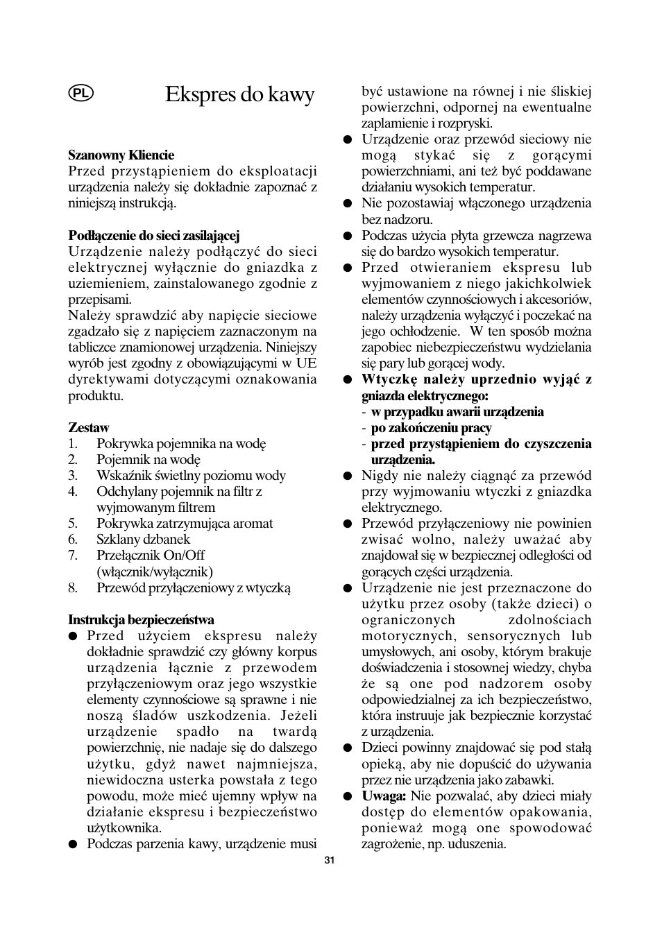Ekspres do kawy | SEVERIN KA 4157 User Manual | Page 31 / 46