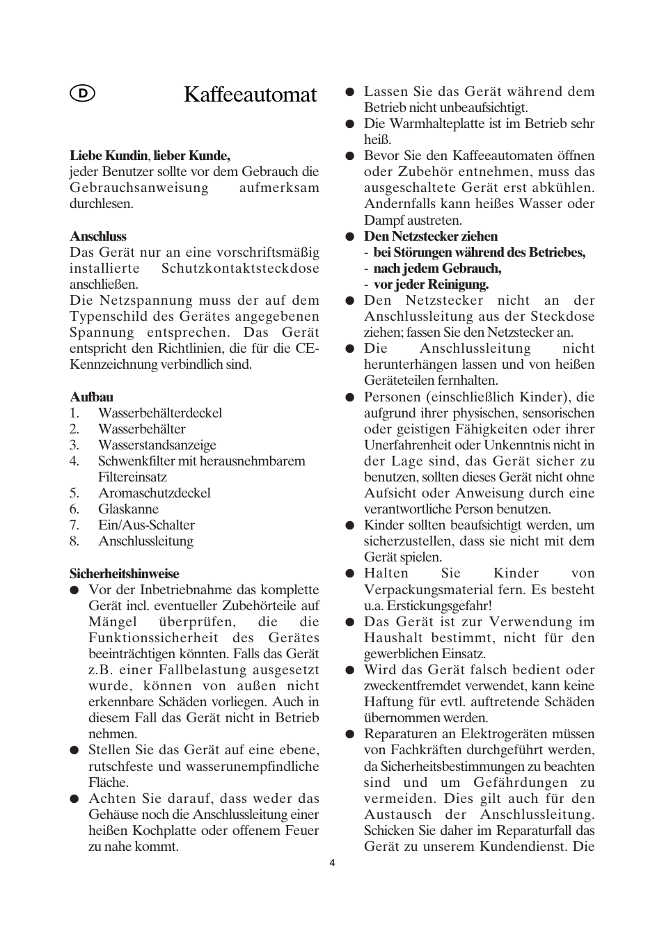 Kaffeeautomat | SEVERIN KA 4157 User Manual | Page 4 / 46