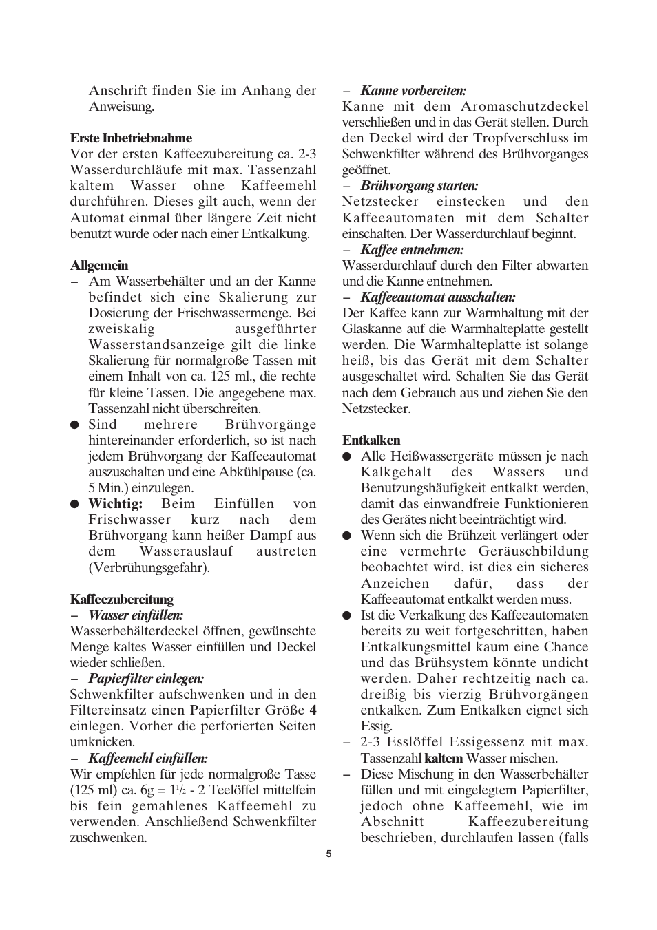 SEVERIN KA 4157 User Manual | Page 5 / 46